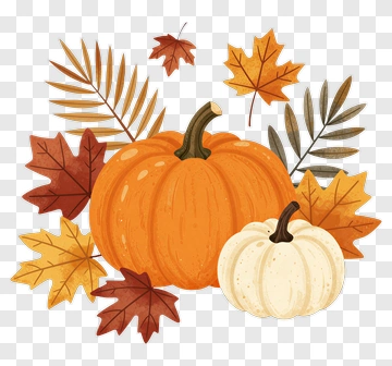 Autumn Pumpkin And Leaf Design PNG