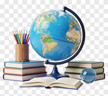 Globe And Books Study Setup PNG