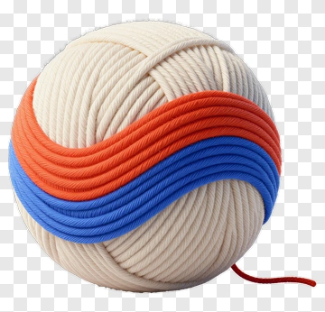 White Yarn With Orange And Blue Stripes PNG
