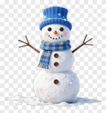 Snowman With Blue Hat And Scarf PNG