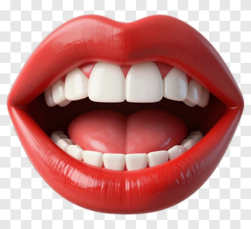 Glossy Red Lips With White Teeth PNG