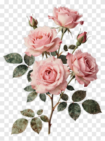 Pink Roses With Green Leaves PNG