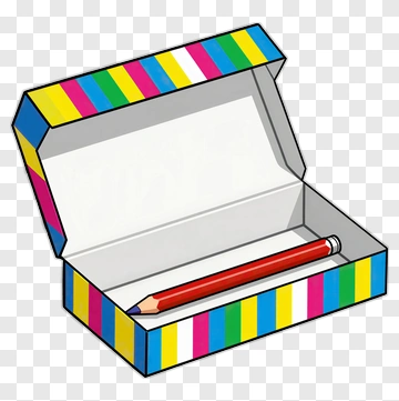 Colorful Pencil Case With Red Pencil PNG