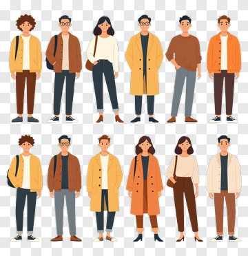 Cartoon People In Casual Outfits PNG