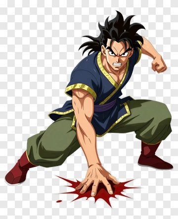 Goku In Fighting Stance With Blood Splatter PNG