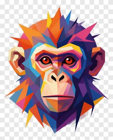 Geometric Monkey Face PNG