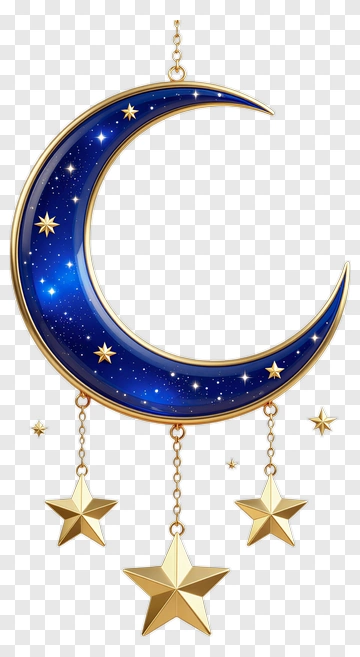 Golden Moon With Hanging Stars PNG