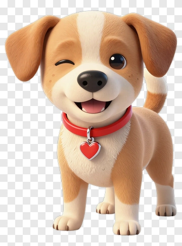 Cute Cartoon Puppy With Red Collar PNG