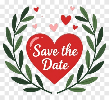 Save The Date Heart Wreath PNG