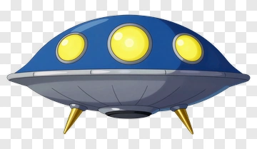Blue UFO With Yellow Lights PNG