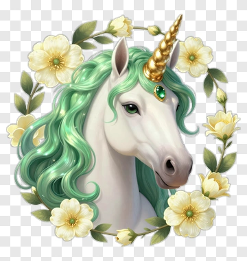 Graceful Unicorn With Floral Crown PNG