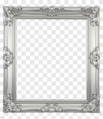 Silver Ornate Picture Frame PNG