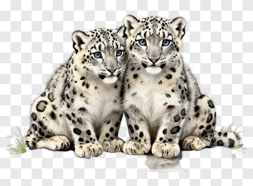 Two Snow Leopard Cubs PNG