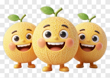Three Happy Melon Characters PNG