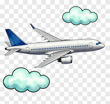 Hand Drawn Airplane Flying PNG