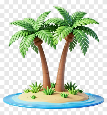 Two Palm Trees On Mini Island PNG