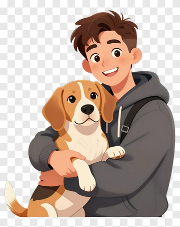 Man Hugging Dog PNG