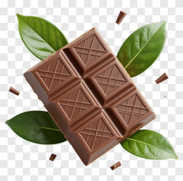 Chocolate Bar With Green Leaves PNG