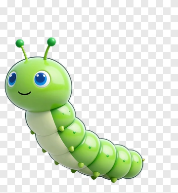 Cute Green Caterpillar Character PNG