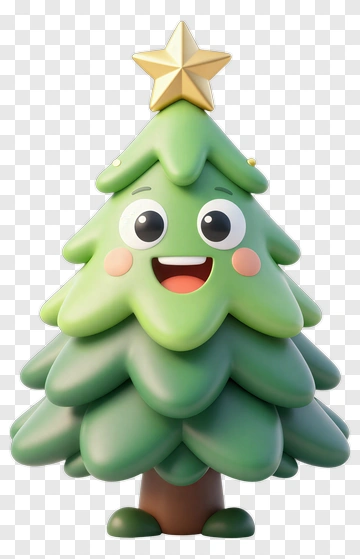 Happy Christmas Tree Character PNG