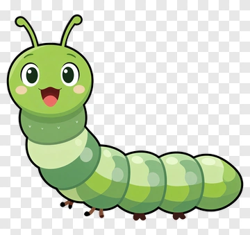 Cute Green Caterpillar PNG