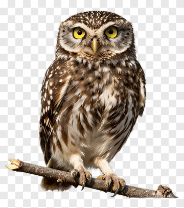 Owl Perched On Branch PNG