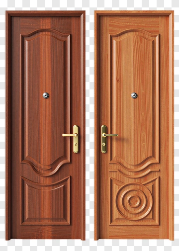 Two Wooden Doors With Classic Design PNG
