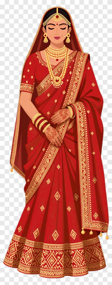 Bride In Traditional Red Saree PNG