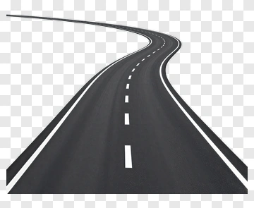 Curved Road With White Lines PNG