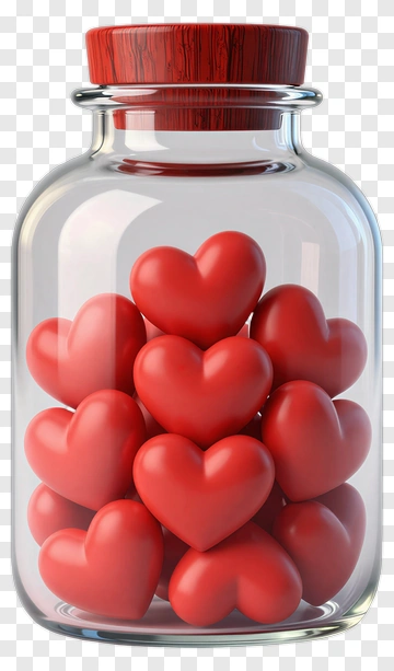 Red Hearts In Glass Jar PNG