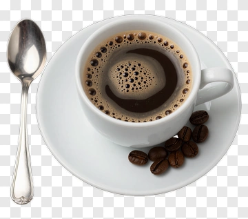 Coffee Cup With Beans And Spoon PNG