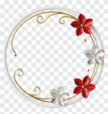 Red And White Flower Frame Ornament PNG