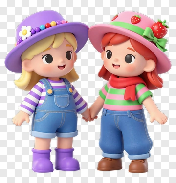 Two Happy Doll Friends PNG