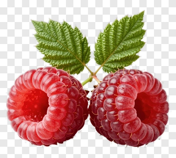 Two Fresh Raspberries With Leaves PNG