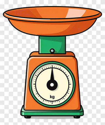 Cartoon Scale With Orange Plate And Green Base PNG