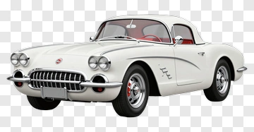 White Corvette Convertible With Red Interior PNG