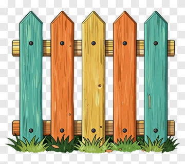 Colorful Wooden Picket Fence PNG