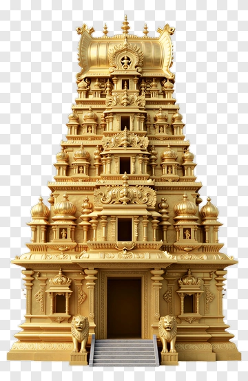 Golden Temple With Lions And Staircase PNG