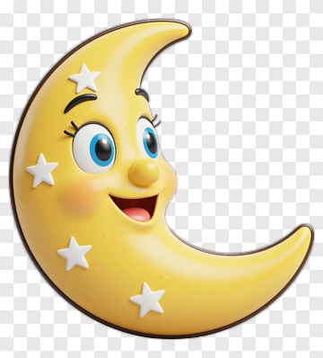 Smiling Moon Cartoon Character PNG