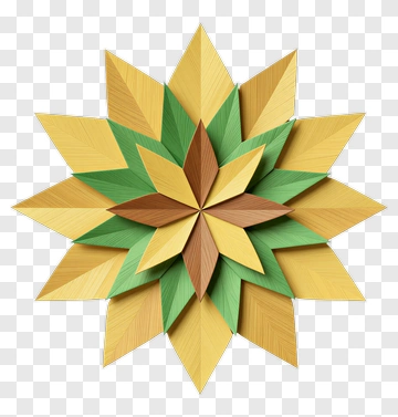 Geometric Wooden Star Wall Decoration PNG