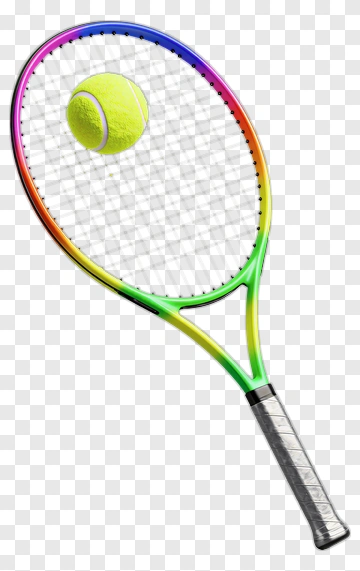 Rainbow Tennis Racket With Ball PNG