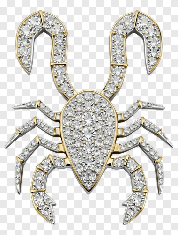 Scorpion Pendant With Diamonds And Gold PNG