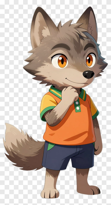 Cute Wolf Child In Orange Shirt PNG