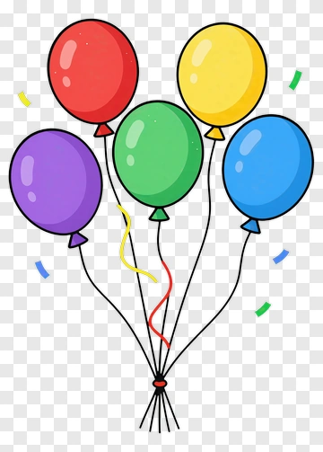 Colorful Balloons With Confetti PNG