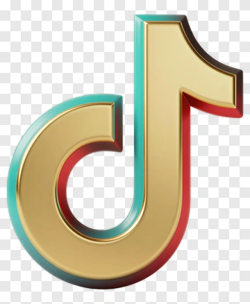 TikTok Logo In 3D Gold Cyan And Red PNG