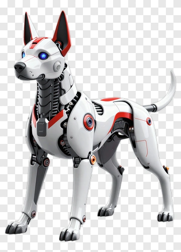 Robot Dog With Red Accents PNG
