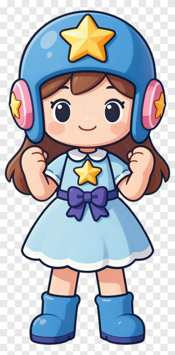 Cartoon Girl In Star Helmet PNG