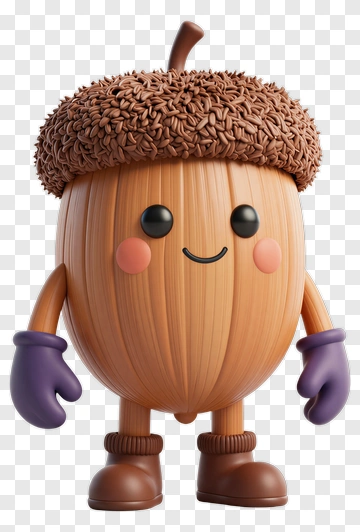 Cute Acorn Character With Gloves And Boots PNG