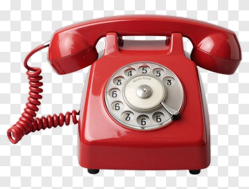 Vintage Red Rotary Telephone PNG
