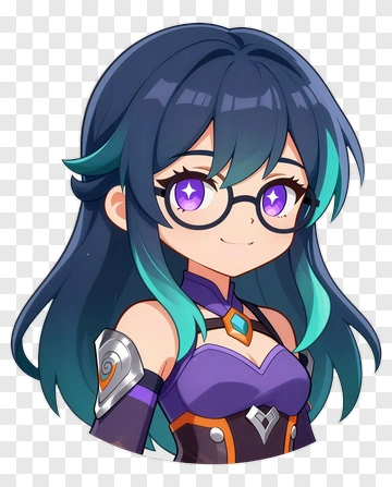 Anime Character With Glasses And Long Hair PNG